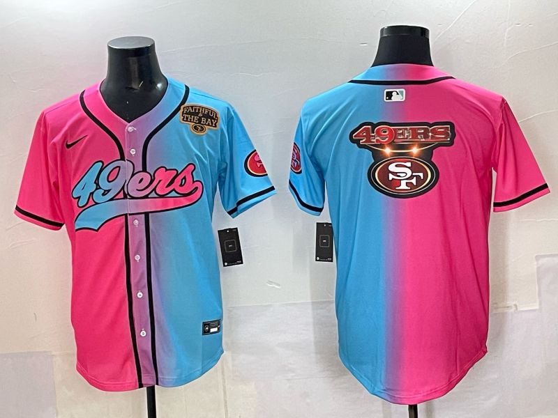 Men 2025 San Francisco 49ers Blank Blue pink Nike Limited NFL Jersey style 022